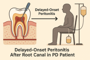 Delayed‑Onset Peritonitis After Root Canal in PD Patient – illustration of dental work connected to peritoneal dialysis infection risk